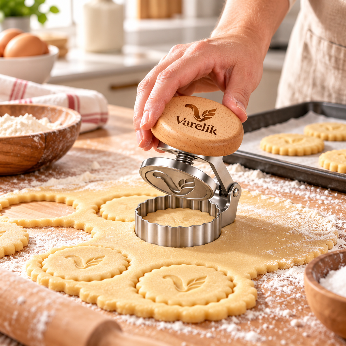 Varelik™ PressMark Hinged Cookie Stamper
